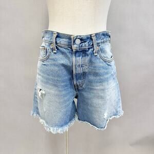 LEVI'S High Rise Wedgie Distressed Denim Cutoff Short in light wash size 29